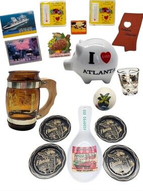 16pc Vintage travel souvenirs - NM, Cayman Islands, GA, FL, TN, Etc